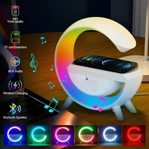 G-Speaker Smart Station - Luminária Bluetooth Inteligente Carregador Sem Fio Alarme Luz RGB - Image 5
